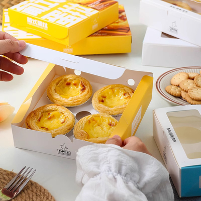 계란 타르트 포장 케이크 상자 CMYK / 폰톤 오프센트 인쇄 및 생분해성 재료